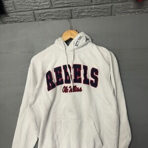 Stadium Athletics Rebels Ole Miss Hoodie Sweatshirt‎ Pullover Size M White